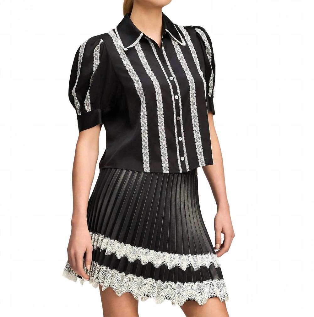 NEW CINQ A SEPT nalea top in black/ivory